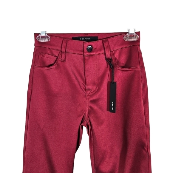 NWT J Brand Valentina Flared Red Satin Pants - Picture 3 of 8